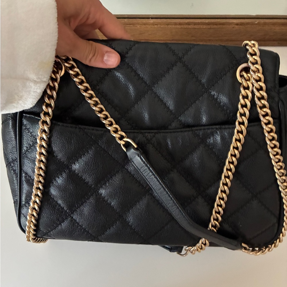 Tory Burch Large Black Quilted Chain Shoulder Bag - Picture 12 of 13